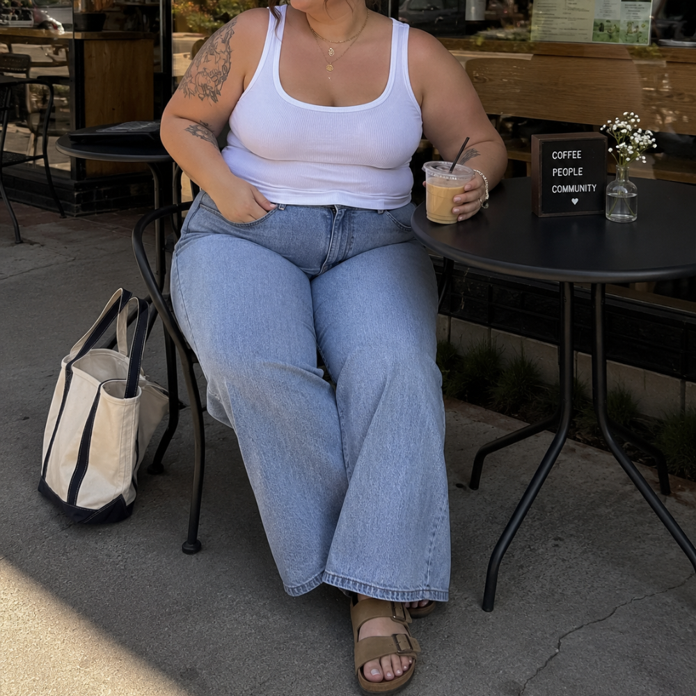 14 Plus Size Summer Wide Leg Jeans Outfit Ideas (Chic, Comfortable & Easy to Wear ☀️👖)