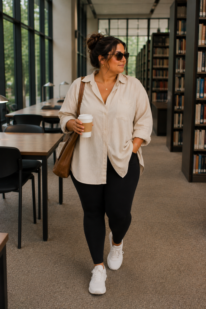 15 Plus Size Oversized Button-Down Outfit Ideas for Summer (Chic, Comfortable & Effortlessly Cool ☀️🤍)