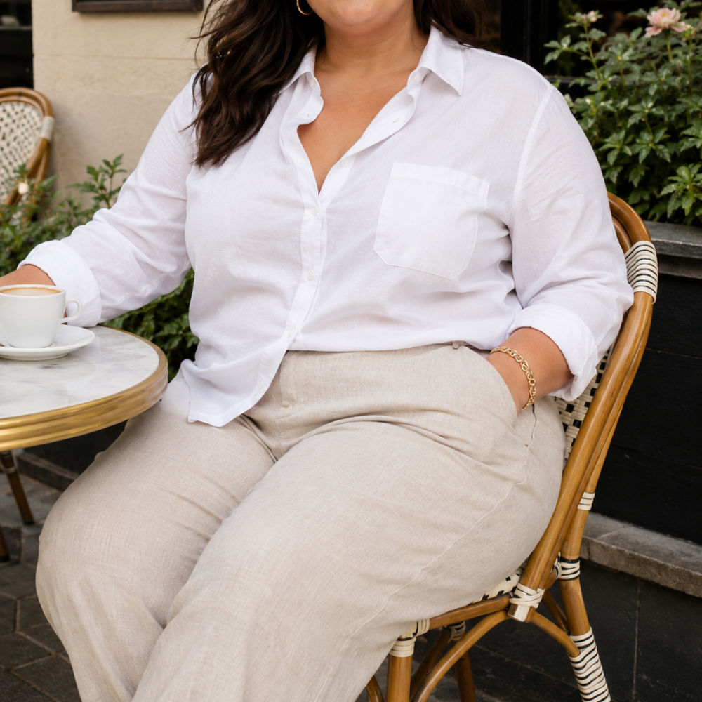 10+ Plus-Size White Button-Down Shirt Summer Outfit Ideas That Look Effortlessly Chic 🤍