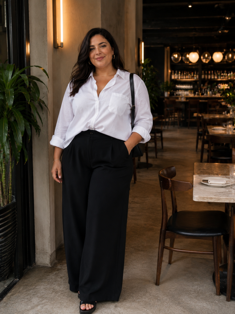 Plus-Size White Button-Down Shirt Summer Outfit Ideas