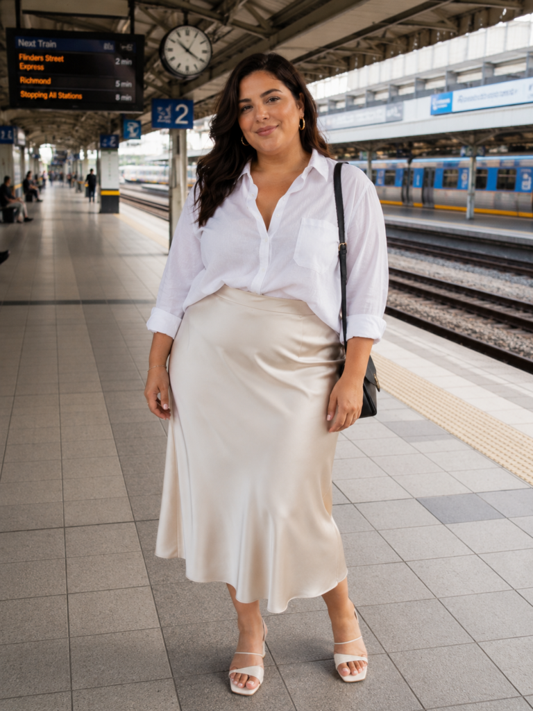 Plus-Size White Button-Down Shirt Summer Outfit Ideas